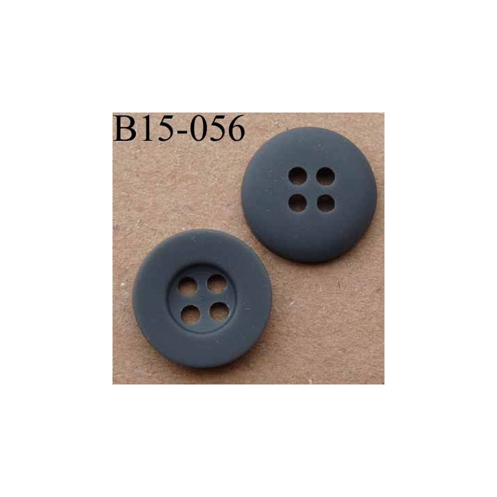 bouton diamètre 15 mm  couleur gris mat  avec bordure 4 trous