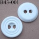 bouton diamètre 43 mm pvc couleur blanc rainuré 2 trous de 7 mm 