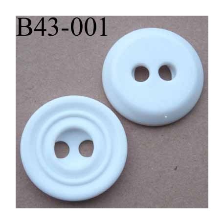 bouton diamètre 43 mm pvc couleur blanc rainuré 2 trous de 7 mm 
