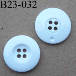 bouton 23 mm blanc brillant  bordurede  6 mm 4 trous diamètre 23 millimètres
