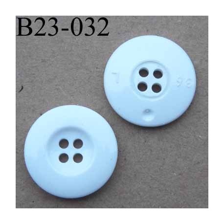 bouton 23 mm blanc brillant bordurede 6 mm 4 trous diamètre 23 millimètres