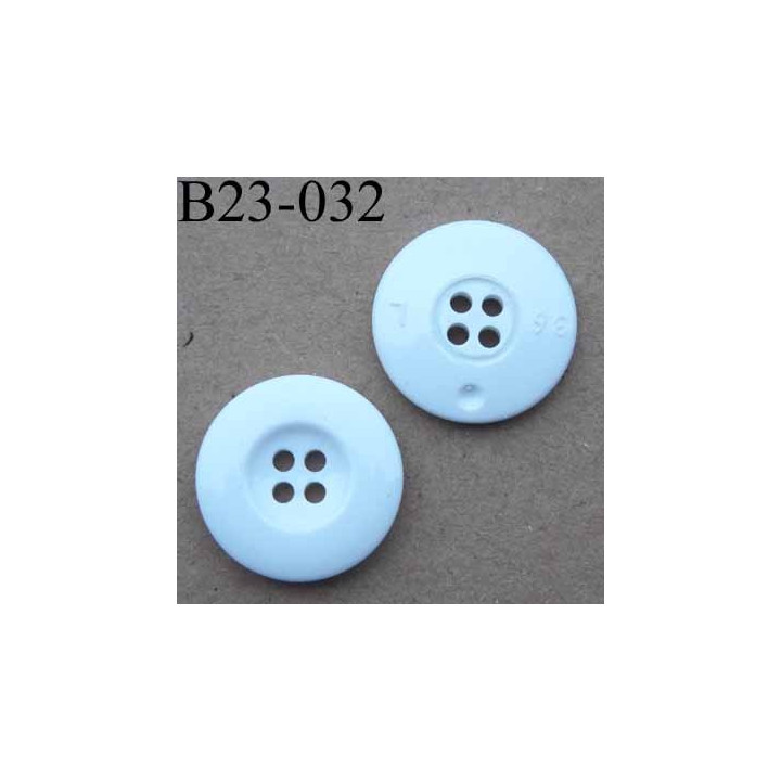 bouton 23 mm blanc brillant  bordurede  6 mm 4 trous diamètre 23 millimètres