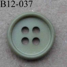 bouton 12 mm couleur vert kaki brillant 4 trous diamètre 12 mm