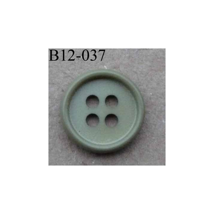 bouton 12 mm couleur vert kaki brillant 4 trous diamètre 12 mm