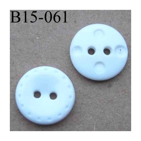 bouton 15 mm couleur blanc 2 trous diamètre 15 mm