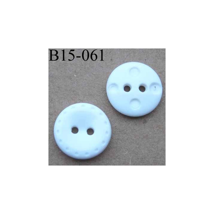 bouton 15 mm couleur blanc 2  trous diamètre 15 mm