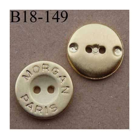 bouton 18 mm inscription MORGANE PARIS pvc couleur doré 2 trous diamètre 18 mm