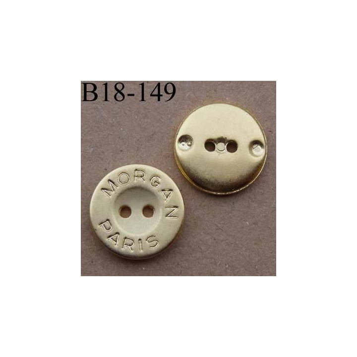 bouton 18 mm inscription MORGANE PARIS pvc couleur doré 2 trous diamètre 18 mm