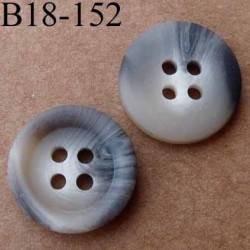 bouton 18 mm couleur gris dégradé écru 4 trous diamètre 18 mm