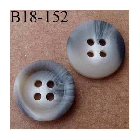 bouton 18 mm couleur gris dégradé écru 4 trous diamètre 18 mm