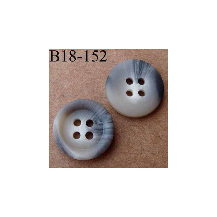 bouton 18 mm couleur gris dégradé écru 4 trous diamètre 18 mm