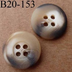 bouton 18 mm couleur marron dégradé beige 4 trous large bordure (5mm) diamètre 18 mm