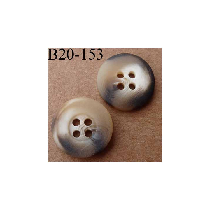bouton 18 mm couleur  marron dégradé beige 4 trous large bordure (5mm)  diamètre 18 mm