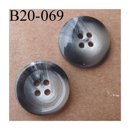 bouton 20 mm couleur gris beige écru dégradé brillant 4 trous diamètre 20 mm