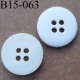 bouton diamètre 15 mm 4 trous couleur blanc gris mat diamètre 15 mm