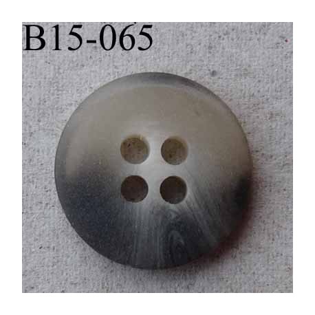 bouton diamètre 15 mm 4 trous couleur gris écru dégradé translucide diamètre 15 mm