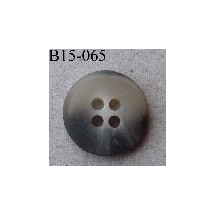 bouton diamètre 15 mm  4 trous couleur gris beige écru dégradé translucide diamètre 15 mm