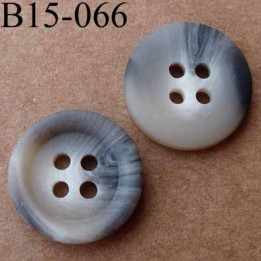 bouton 15 mm   couleur marron et beige marbré mat 4 trous diamètre 15 millimètres