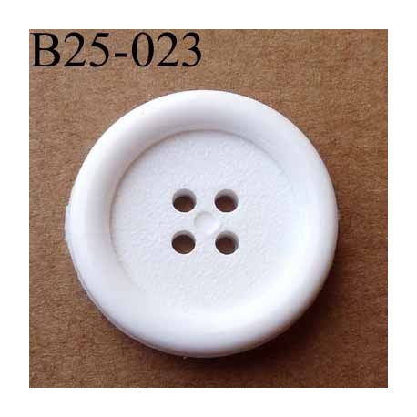 bouton 25 mm couleur blanc 4 trous diamètre 25 millimètres épaisseur 4 mm