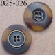 bouton 25 mm style ancien métal au centre et pvc couleur marron marbré translucide 4 trous 