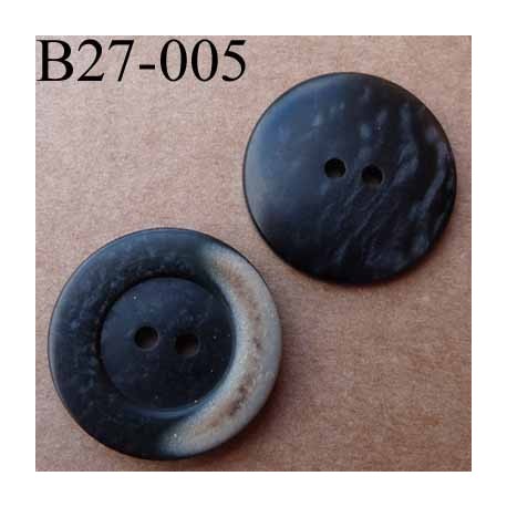 bouton 27 mm couleur noir anthracite beige reflets brillants donnant impression aspect marbré 2 trous