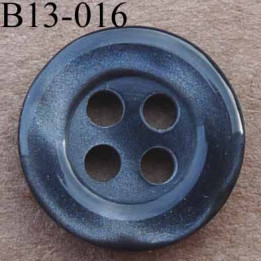 bouton 13 mm couleur anthracite brillant avec reflets  4 trous diàmètre 13 millimètres