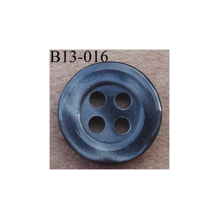 bouton 13 mm couleur anthracite brillant avec reflets  4 trous diàmètre 13 millimètres