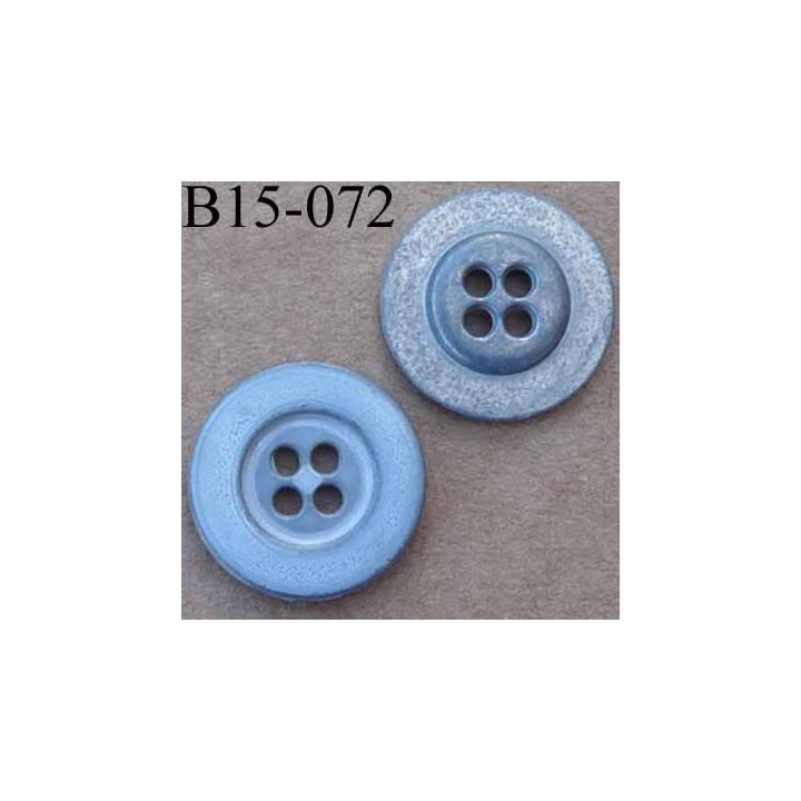 bouton 15 mm métal couleur gris style usé  4 trous diàmètre 15 millimètres