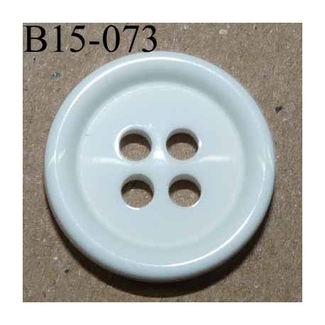 bouton 15 mm couleur blanc brillant 4 trous diàmètre 15 millimètres