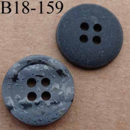 bouton fantaisie 18 mm couleur  anthracite brillant effet mouillé dos noir  4 trous diamètre 18 mm