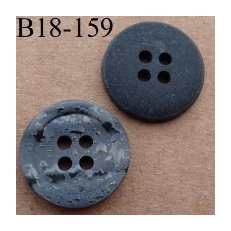bouton fantaisie 18 mm couleur anthracite brillant effet mouillé dos noir 4 trous diamètre 18 mm