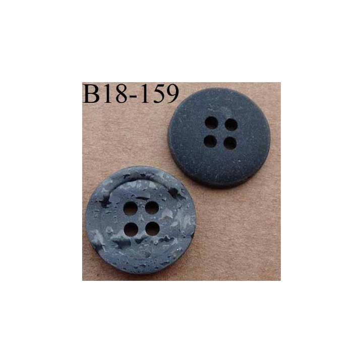 bouton fantaisie 18 mm couleur  anthracite brillant effet mouillé dos noir  4 trous diamètre 18 mm