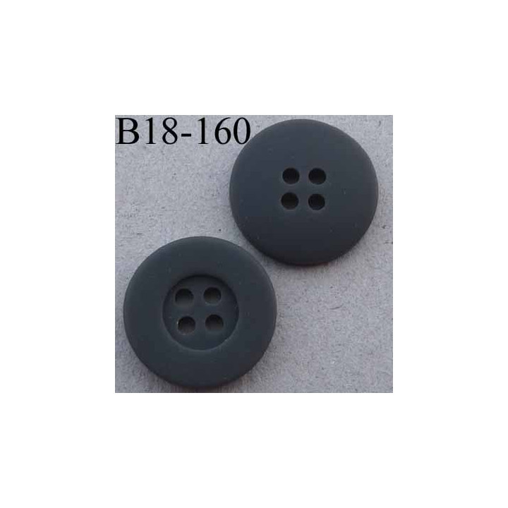 bouton 18 mm couleur gris foncé mat  large bordure 4 trous diamètre 18 mm