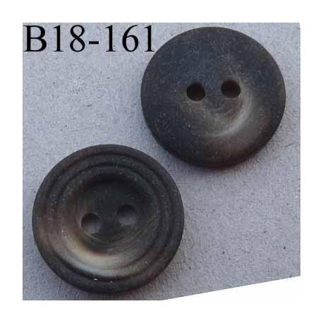 bouton 18 mm couleur marron dégradé bordure striée 2 trous diamètre 18 mm