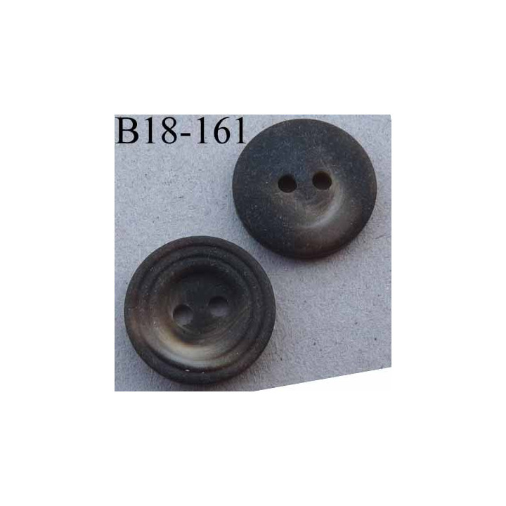 bouton 18 mm couleur marron dégradé bordure striée 2 trous diamètre 18 mm