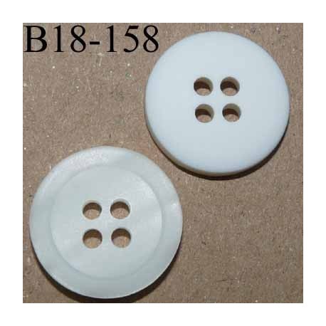 bouton 18 mm couleur blanc reflets nacrés 4 trous diamètre 18 mm