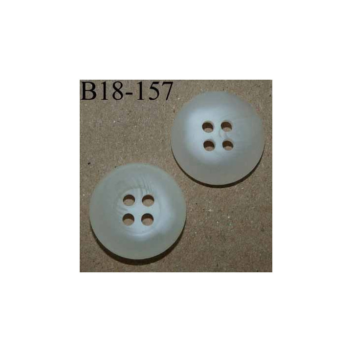 bouton 18 mm couleur blanc translucide dégradé large bordure (5mm) 4 trous diamètre 18 mm
