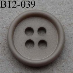 bouton 12 mm couleur taupe 4 trous diamètre 12 millimètres