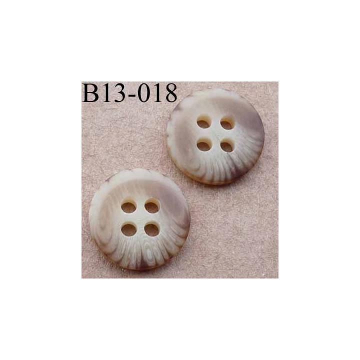 bouton diamètre 13 millimètres couleur marron beige marbré 4 trous diamètre 13 mm