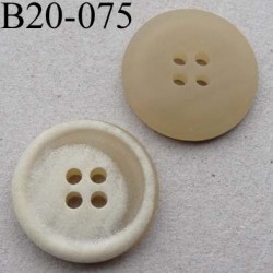 bouton diamètre 20 millimètres couleur beige écru dégradé 4 trous diamètre 20 mm
