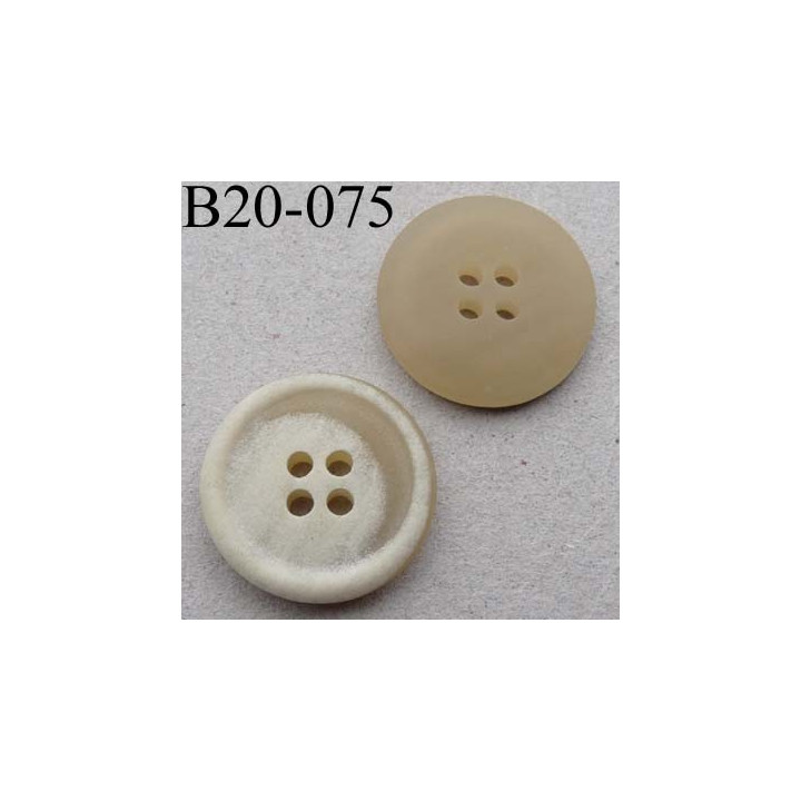 bouton diamètre 20 millimètres couleur beige écru dégradé 4 trous diamètre 20 mm