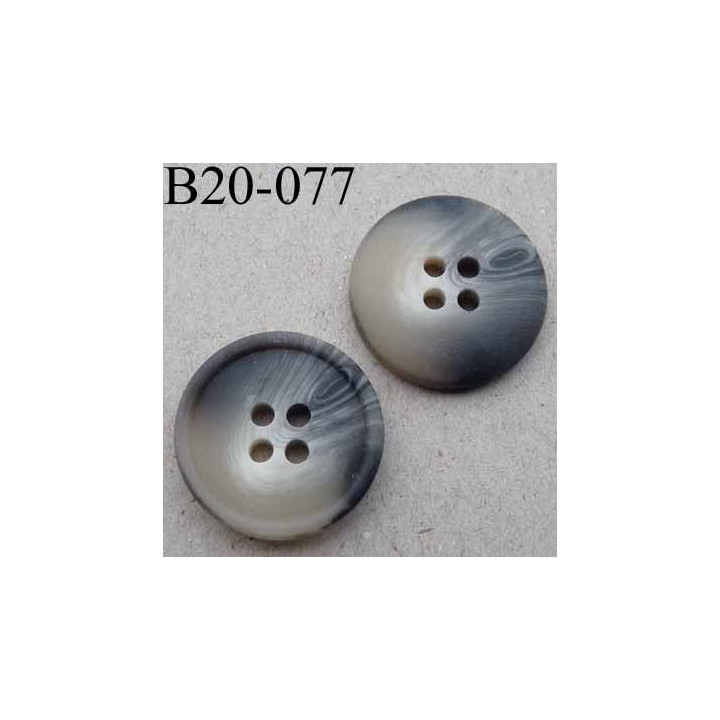 bouton diamètre 20 millimètres couleur marron gris écru beige dégradé 4 trous diamètre 20 mm