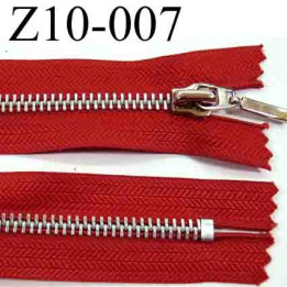 fermeture zip à glissière longueur 10 cm couleur rouge non séparable zip métal   largeur 3,1 cm largeur du zip 6 mm