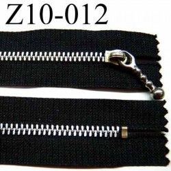 fermeture zip à glissière longueur 10 cm couleur noir non séparable largeur 2.6 cm glissière métal largeur du zip 4.5 mm