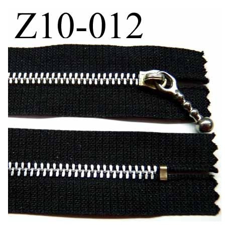 fermeture zip à glissière longueur 10 cm couleur noir non séparable largeur 2.6 cm glissière métal largeur du zip 4.5 mm