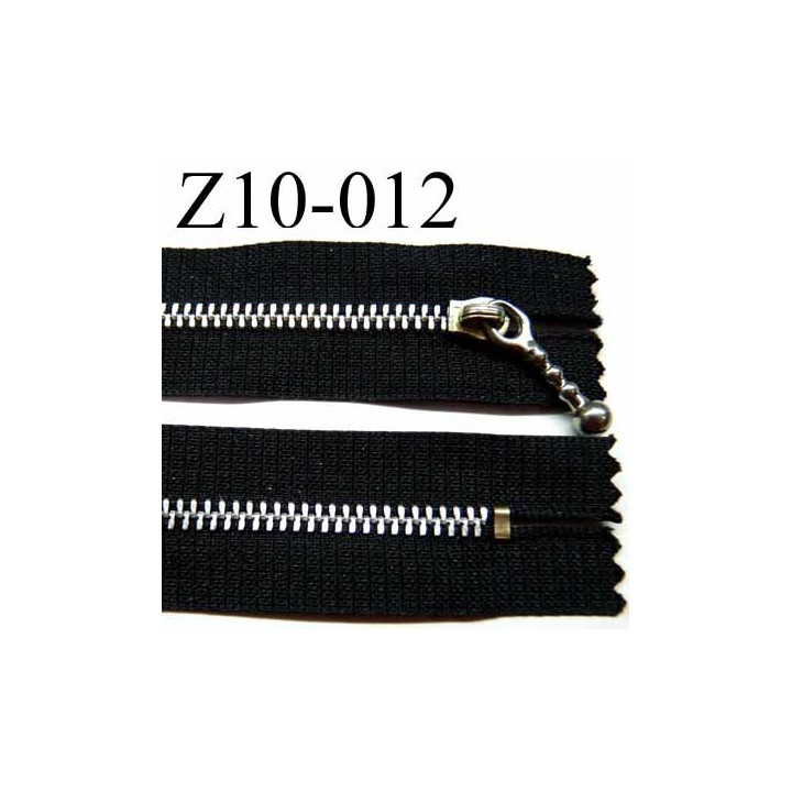 fermeture zip à glissière longueur 10 cm couleur noir non séparable largeur 2.6 cm glissière métal largeur du zip 4.5 mm