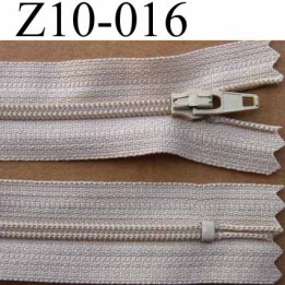fermeture zip à glissière longueur 10 cm couleur beige non séparable largeur 2.5 cm glissière nylon largeur  4 mm