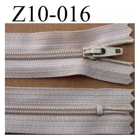 fermeture zip à glissière longueur 10 cm couleur beige non séparable largeur 2.5 cm glissière nylon largeur 4 mm
