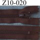 fermeture zip longueur 10 cm couleur marron non séparable largeur 2.5 cm glissière nylon largeur du zip 4 mm