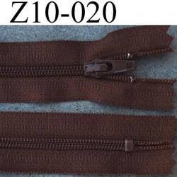 fermeture éclair longueur 10 cm couleur marron non séparable largeur 2.5 cm glissière nylon largeur du zip 4 mm